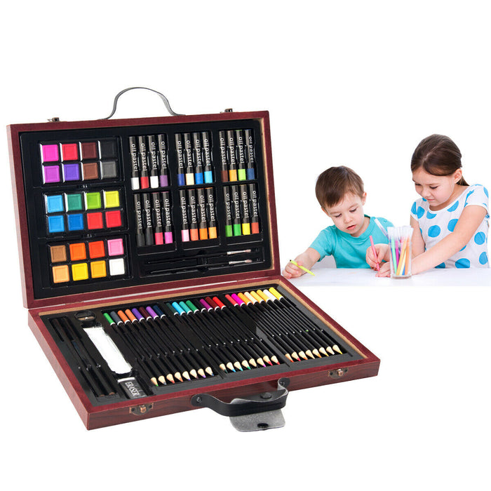 Deluxe 80-Piece Art Set with Wooden Storage - Comprehensive Range for Sketching, Drawing, and Painting - Ideal for Art Beginners and Hobbyists