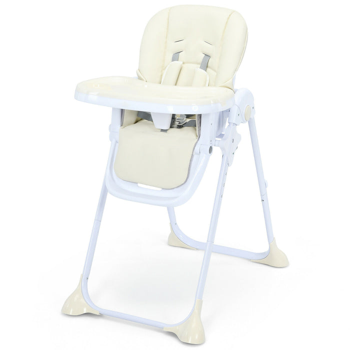 High Chair in Beige - Compact and Foldable Design For Easy Storage - Perfect for Babies and Toddlers to Enjoy Mealtime