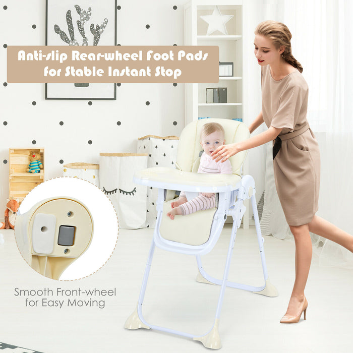 High Chair in Beige - Compact and Foldable Design For Easy Storage - Perfect for Babies and Toddlers to Enjoy Mealtime