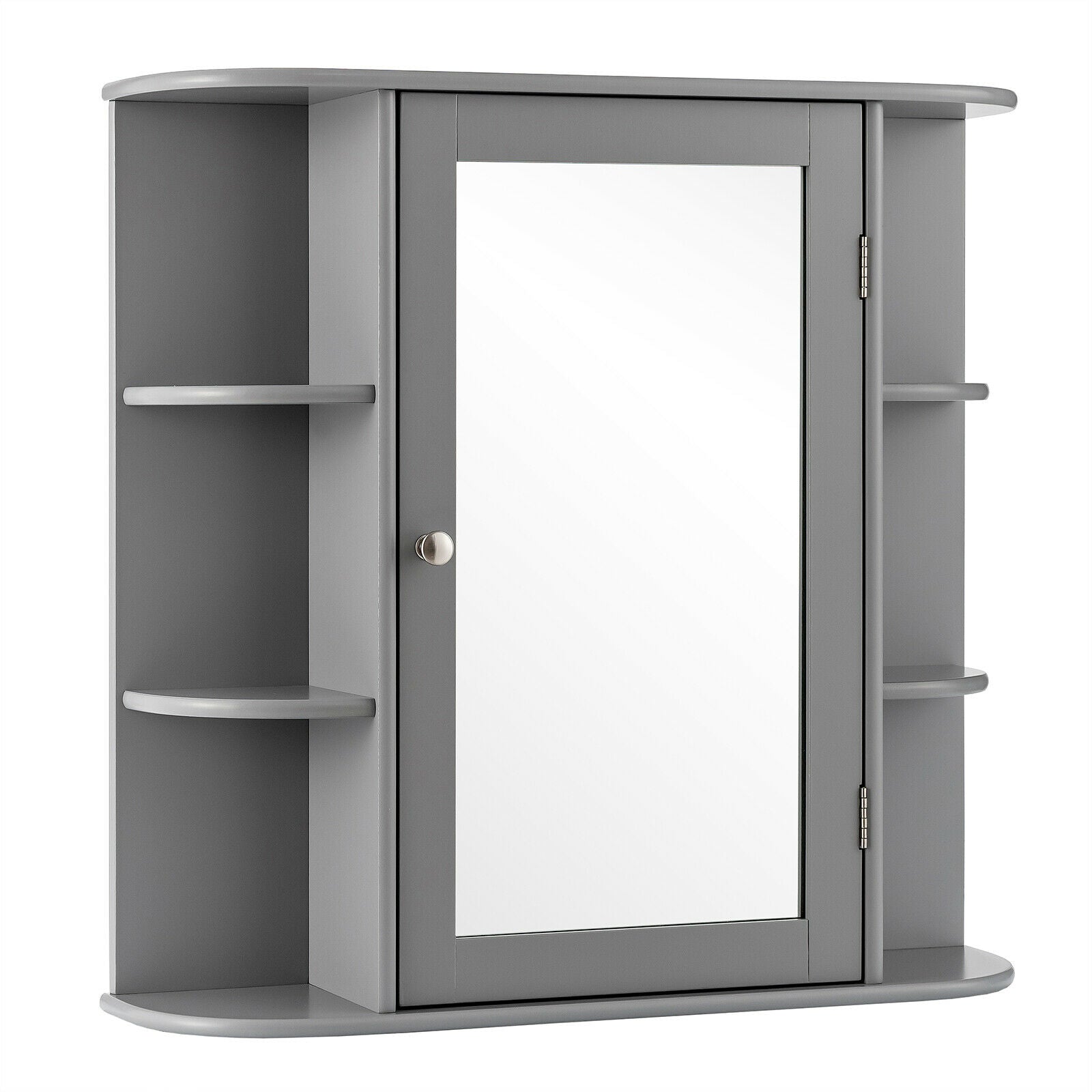 Mirrored 3-Tier Wall Cabinet - Grey Finish, Bathroom Storage Solution - Ideal for Organizing Personal Hygiene Products