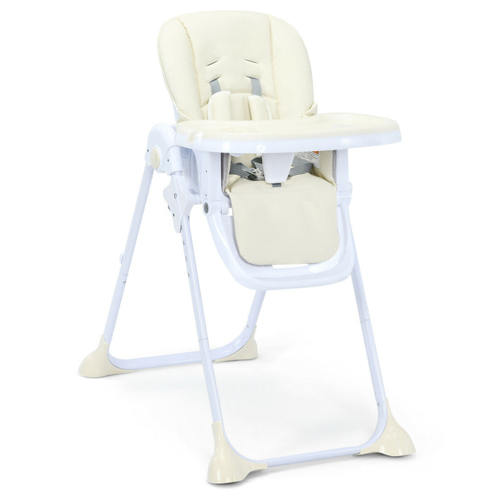 High Chair in Beige - Compact and Foldable Design For Easy Storage - Perfect for Babies and Toddlers to Enjoy Mealtime