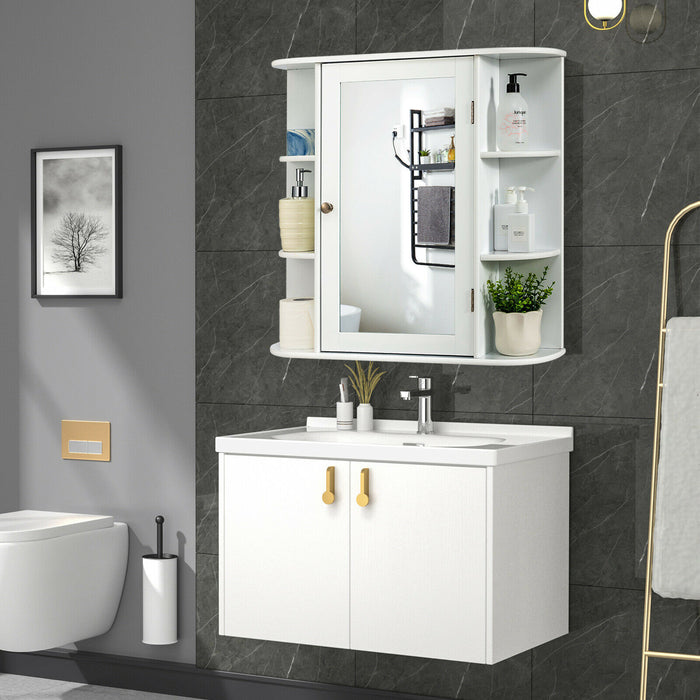 Mirrored 3-Tier Wall Cabinet - Grey Finish, Bathroom Storage Solution - Ideal for Organizing Personal Hygiene Products