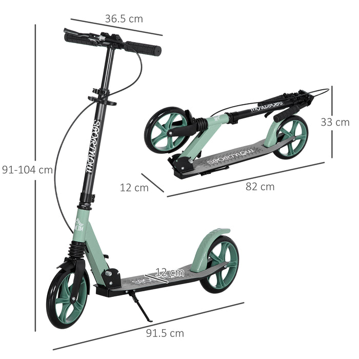 Adjustable Handlebar Kick Scooter with One-Click Folding - Teen & Adult Scooter with Kickstand, Dual Brakes, Shock Absorption, 200mm Wheels - Portable Commuting Scooter for Ages 14+