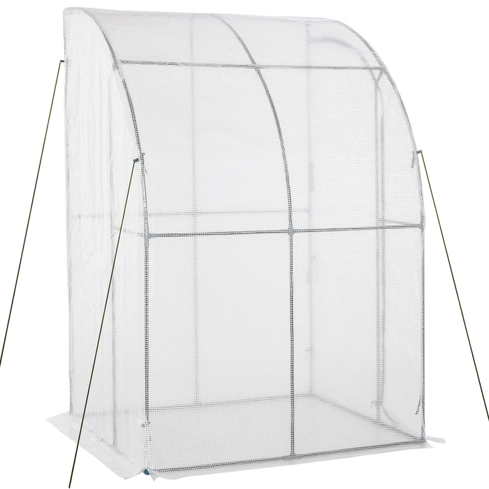 Outdoor Walk-In Lean-To Greenhouse - Zippered Roll-Up Door, PE Cover, 143x118x212cm - Ideal for Plant Protection and Extended Growing Season