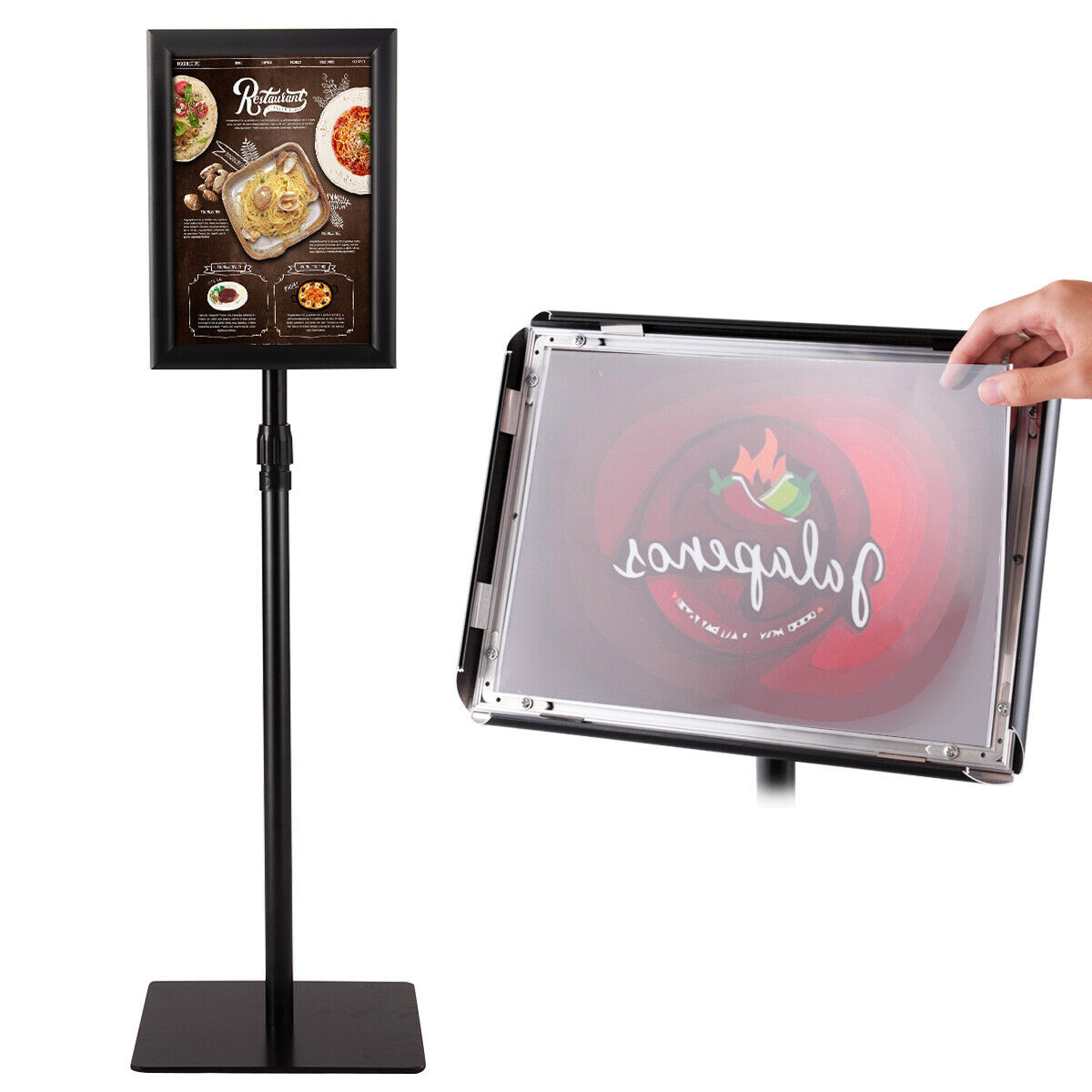 A4 - Black Pedestal Display Stand - Ideal for Exhibiting Documents and Posters