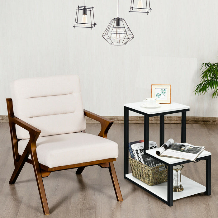 End Table - Industrial Style with 3 Shelves in Brown - Ideal for Home Storage Solution