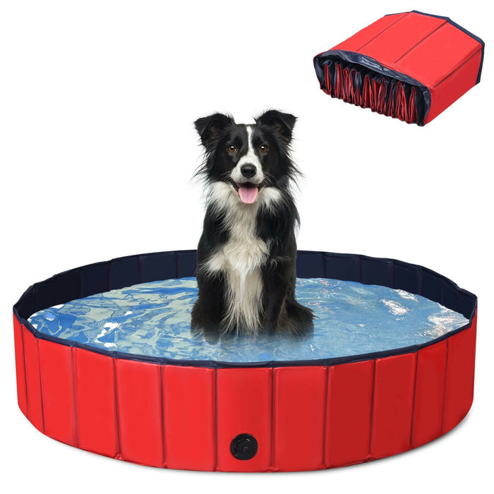Large Dog Pool, 140cm, Collapsible - Anti-slip Bottom, Blue Color - Perfect For Keeping Pets Cool in Summer