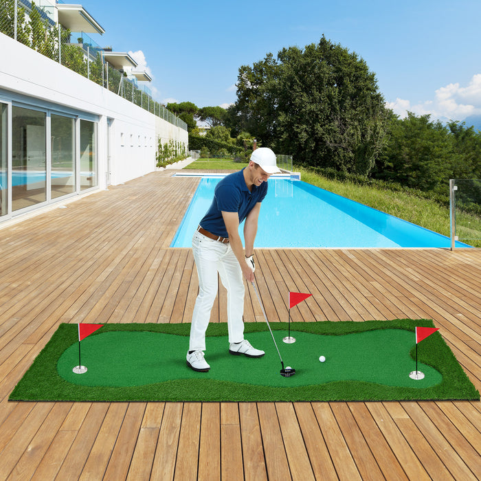 Golf Mat Putting Green - 10 x 3.3 Ft Practice Mat with 3 Holes - Perfect for Improving Putting Skills