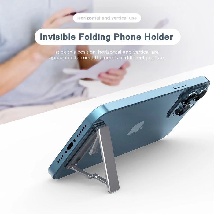 Aluminum Alloy Mini Invisible Stand - Foldable Phone Holder, Universal Back Sticker Bracket - Ideal for iPhone 14/13 Pro, Xiaomi 13, Samsung Users