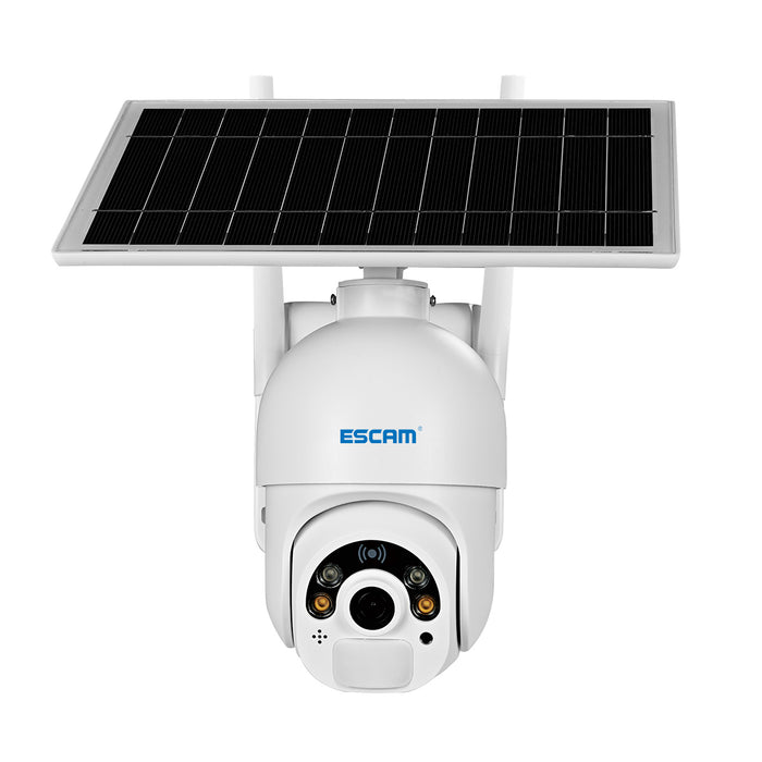 ESCAM QF250 - 1080P Wireless Battery-Powered Dome IP Camera with Solar Panel, Cloud Storage, and PIR Alarm – Full Color Night Vision, IP66 Waterproof, PTZ, Two-Way Audio for Indoor & Outdoor Use