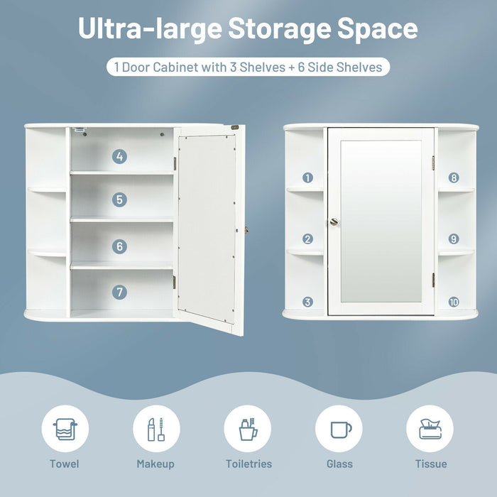 Mirrored 3-Tier Wall Cabinet - Grey Finish, Bathroom Storage Solution - Ideal for Organizing Personal Hygiene Products