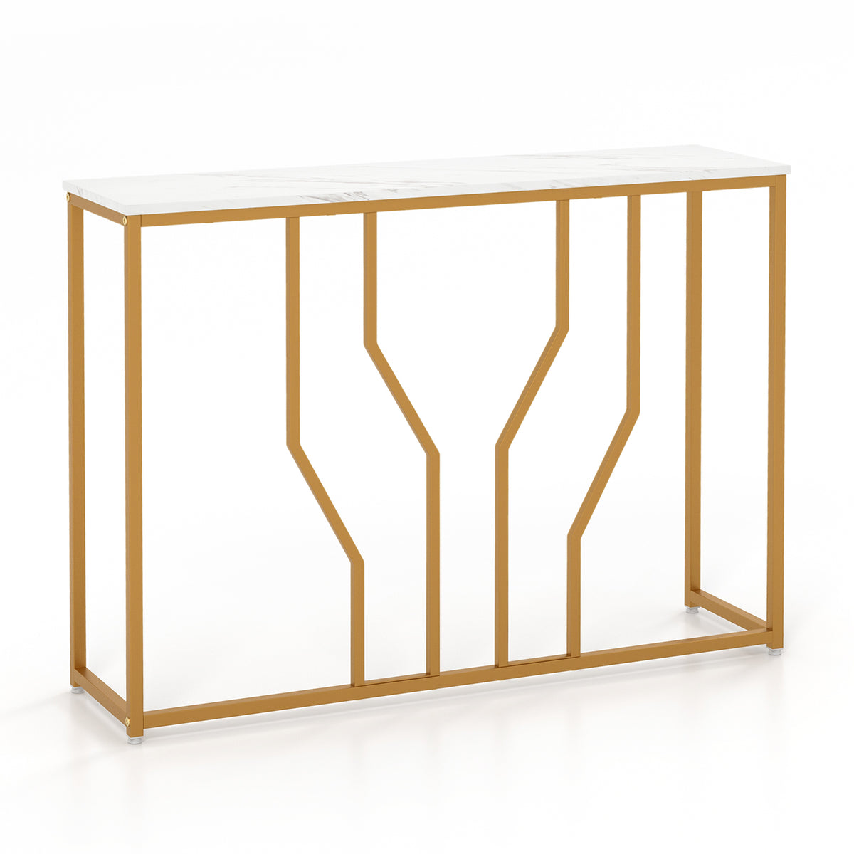 Golden Console Table, 110 cm - Entryway Table with Faux Marble Top in White and Golden - Ideal for Foyer Decoration and Functionality