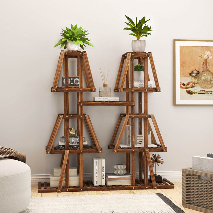 5-Tier Wood Plant Stand by Generic - 114 cm Tall, Holds 10 Potted Plants - Ideal for Serving as a Display Rack for Home Gardeners
