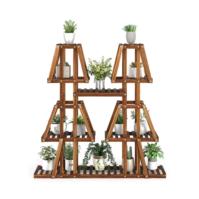 5-Tier Wood Plant Stand by Generic - 114 cm Tall, Holds 10 Potted Plants - Ideal for Serving as a Display Rack for Home Gardeners
