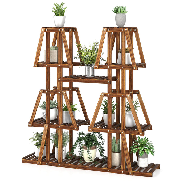 5-Tier Wood Plant Stand by Generic - 114 cm Tall, Holds 10 Potted Plants - Ideal for Serving as a Display Rack for Home Gardeners