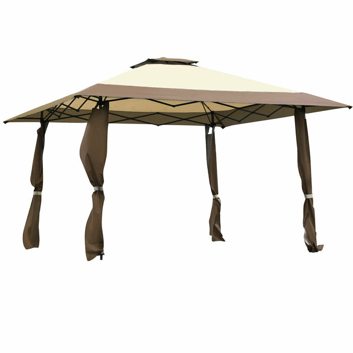 Adjustable Height Gazebo - Large Patio Shelter Canopy in Blue - Ideal for Outdoor Space Enhancement