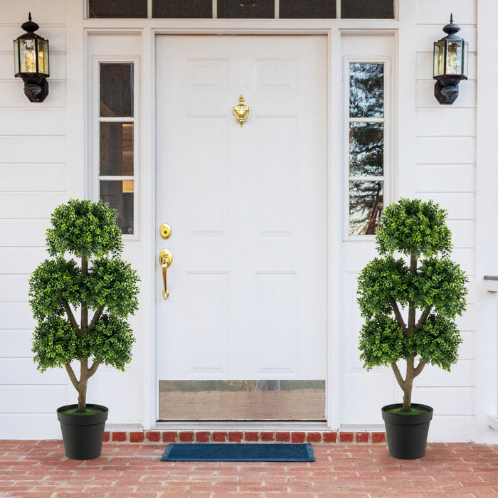 Artificial Boxwood Topiary Ball Tree - 115cm Decorative Plant for Home, Office and Front Porch - Perfect Topiary Accessory for Interior or Exterior Decor