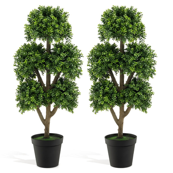 Artificial Boxwood Topiary Ball Tree - 115cm Decorative Plant for Home, Office and Front Porch - Perfect Topiary Accessory for Interior or Exterior Decor