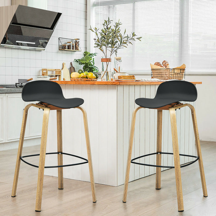 Bar Chairs Set of 2 - High Counter Stools with Footrest in Sleek Black - Ideal for Kitchen Island or Home Bar Setting