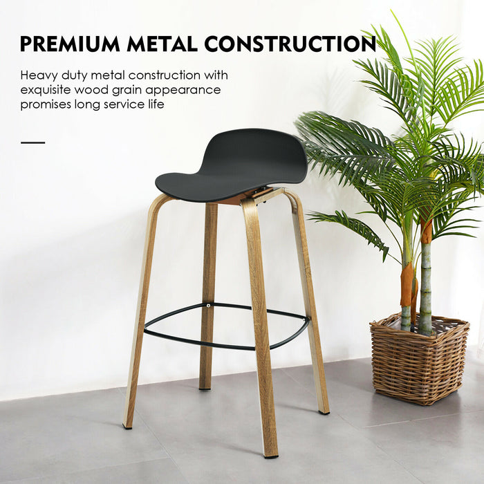 Bar Chairs Set of 2 - High Counter Stools with Footrest in Sleek Black - Ideal for Kitchen Island or Home Bar Setting