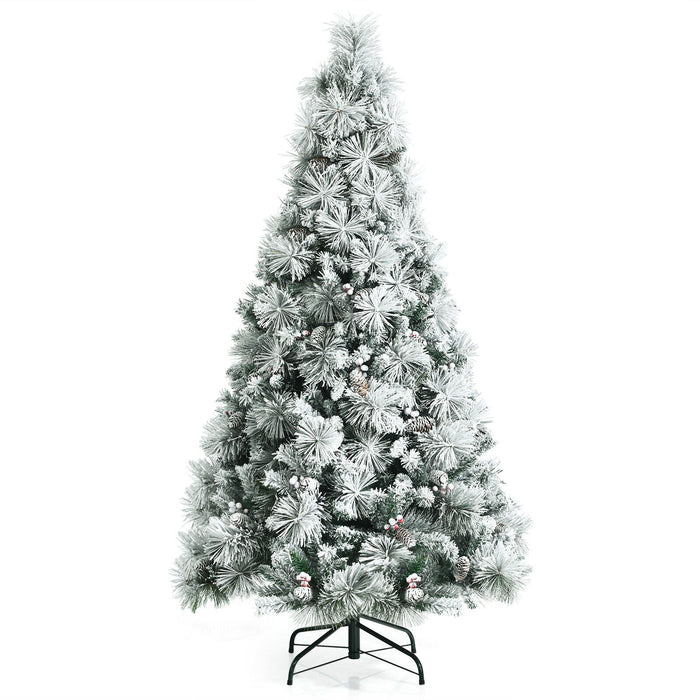 Snow Flocked Tree - Christmas Decoration with 652 Branches and Berries - Ideal for Festive Home Display