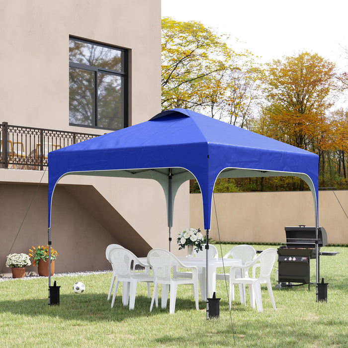 Pop Up Gazebo 3x3m - Height Adjustable, Foldable Canopy Tent with Carry Bag and Wheels - Includes 4 Leg Weight Bags, Perfect for Outdoor Events, Blue
