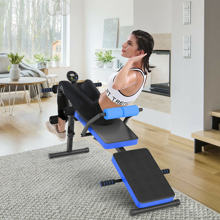 Workout Bench Multi-Model - Foldable and Adjustable Weight Bench with LCD - Ideal for Customizing Your Fitness Routine, Blue