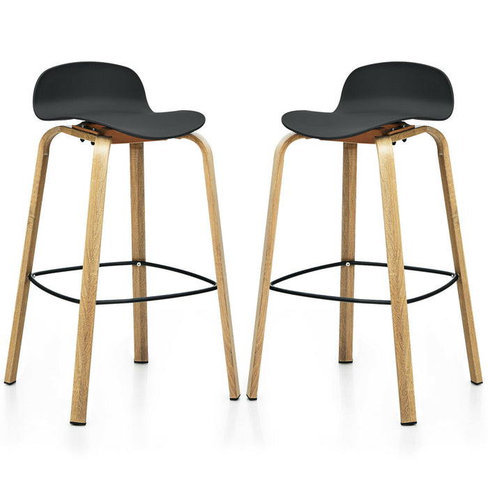 Bar Chairs Set of 2 - High Counter Stools with Footrest in Sleek Black - Ideal for Kitchen Island or Home Bar Setting