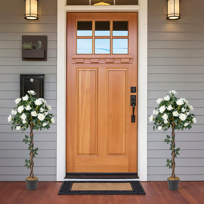 120 CM Faux Floral Plant - Artificial Flower Tree with White Roses - Perfect Decor for Indoor and Outdoor Spaces