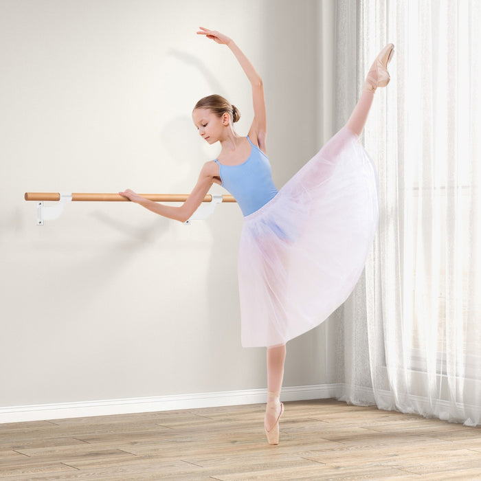Beech Wood Ballet Barre, 120cm, Wall-Mounted - Black Finish Aesthetic - Ideal for Home Practice, Dance Studios, and Fitness Rooms
