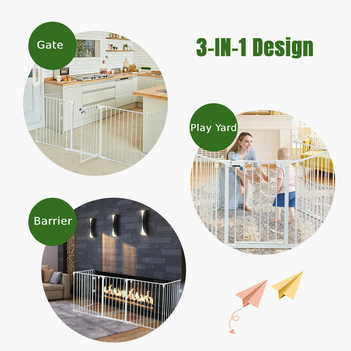 5 Panel Baby Safety Playpen - Fireplace Barrier Gate and Room Divider - Ideal Childproof Solution for Infants and Toddlers