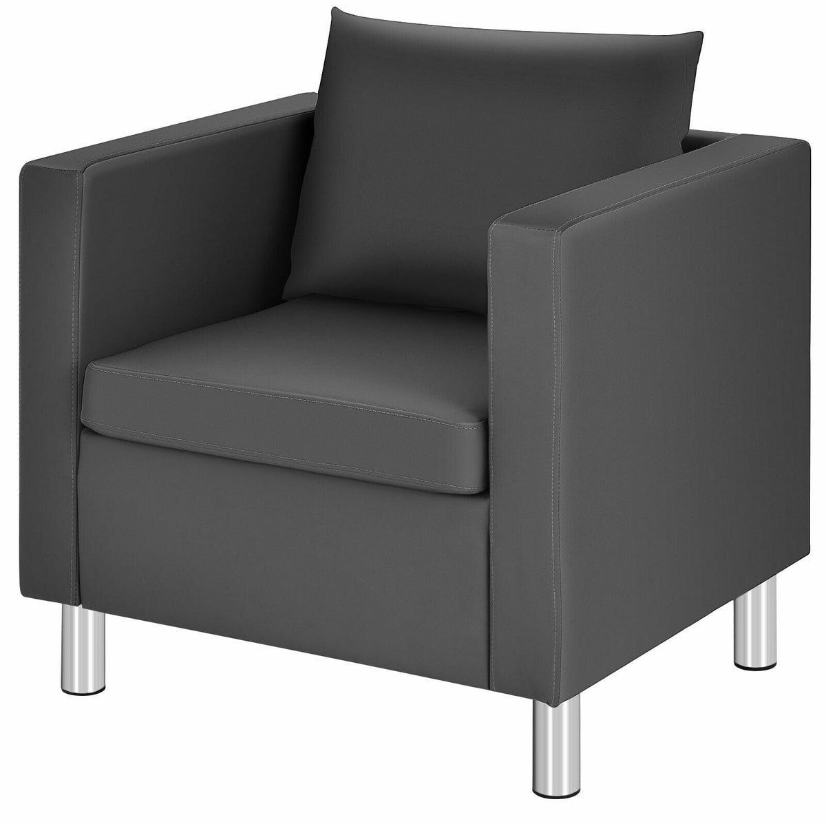 PU Leather Accent Tub Chair - Single Seater with Complementary Pillow - Perfect for Cosy and Stylish Home Decor