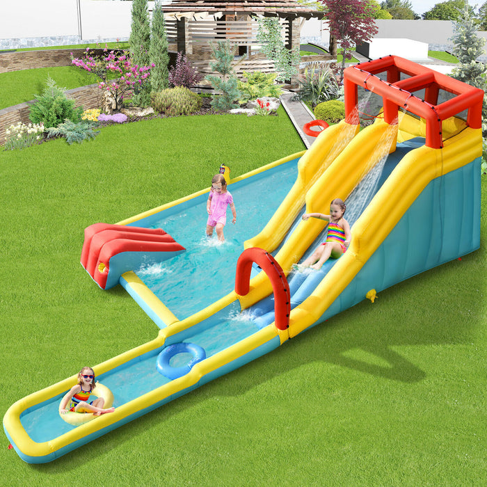 Inflatable Water Park for Kids - Featuring Fun Slides for Playtime - Perfect Outdoor Play Equipment without Blower