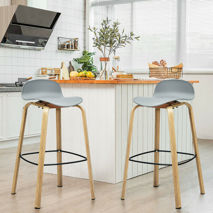 Bar Chairs Set of 2 - High Counter Stools with Footrest in Sleek Black - Ideal for Kitchen Island or Home Bar Setting