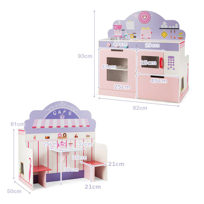 2-in-1 Playset Brand - Kitchen and Cafe Pretend Play Toy Set - Perfect for Imaginative Play for Children