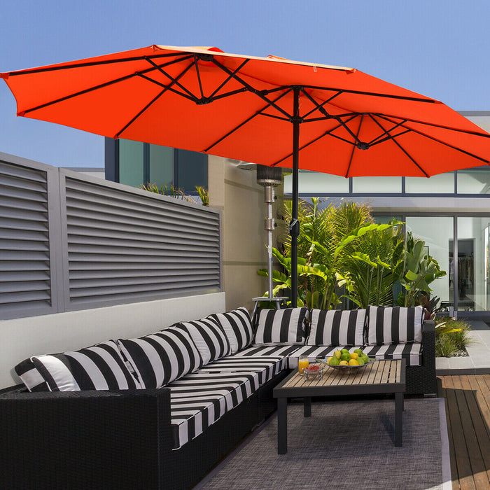 Double-Sided 4.6M Umbrella Parasol - Patio Sunshade in Vibrant Orange - Ideal Solution for Outdoor Sun Protection
