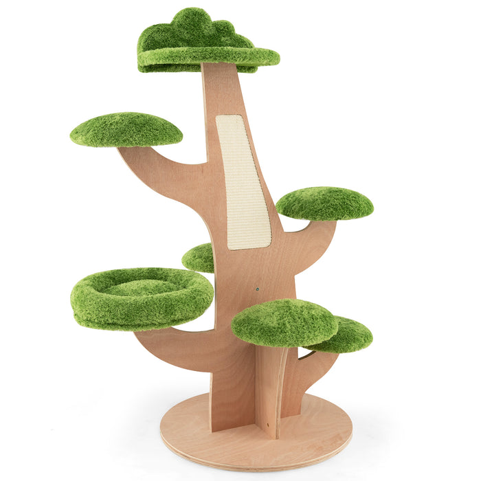 Pine Shape Cat Tree (128cm) - Multi-Level Tower with Sisal Scratching Board Feature - Perfect for Keeping Your Feline Friend Entertained