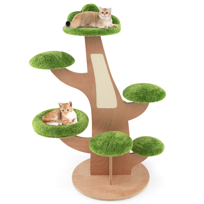 Pine Shape Cat Tree (128cm) - Multi-Level Tower with Sisal Scratching Board Feature - Perfect for Keeping Your Feline Friend Entertained