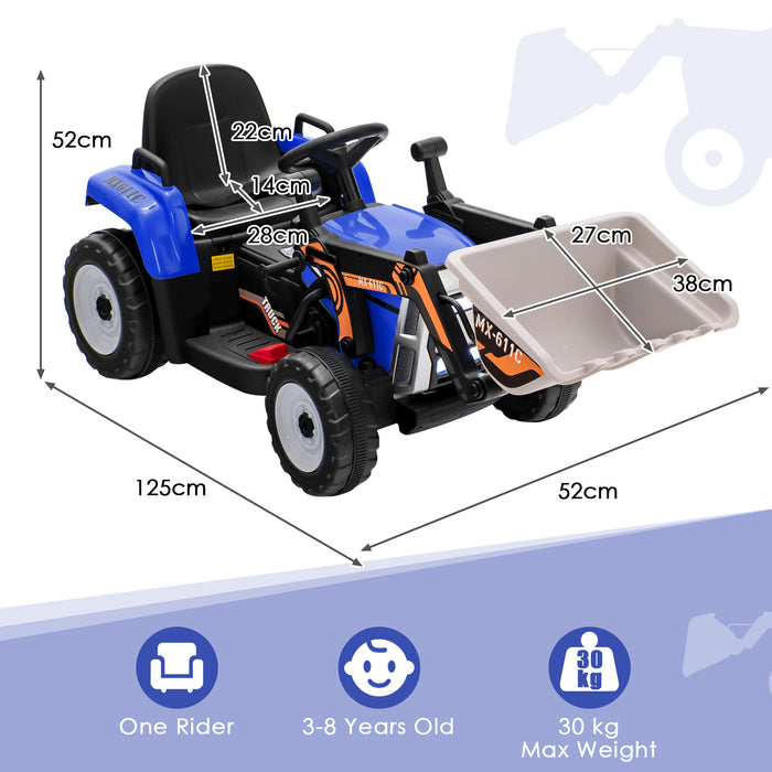 Loader Digger Model 12V - Battery Powered Construction Toy with Adjustable Arm and Bucket in Blue - Ideal for Outdoor Fun and Improving Motor Skills for Kids