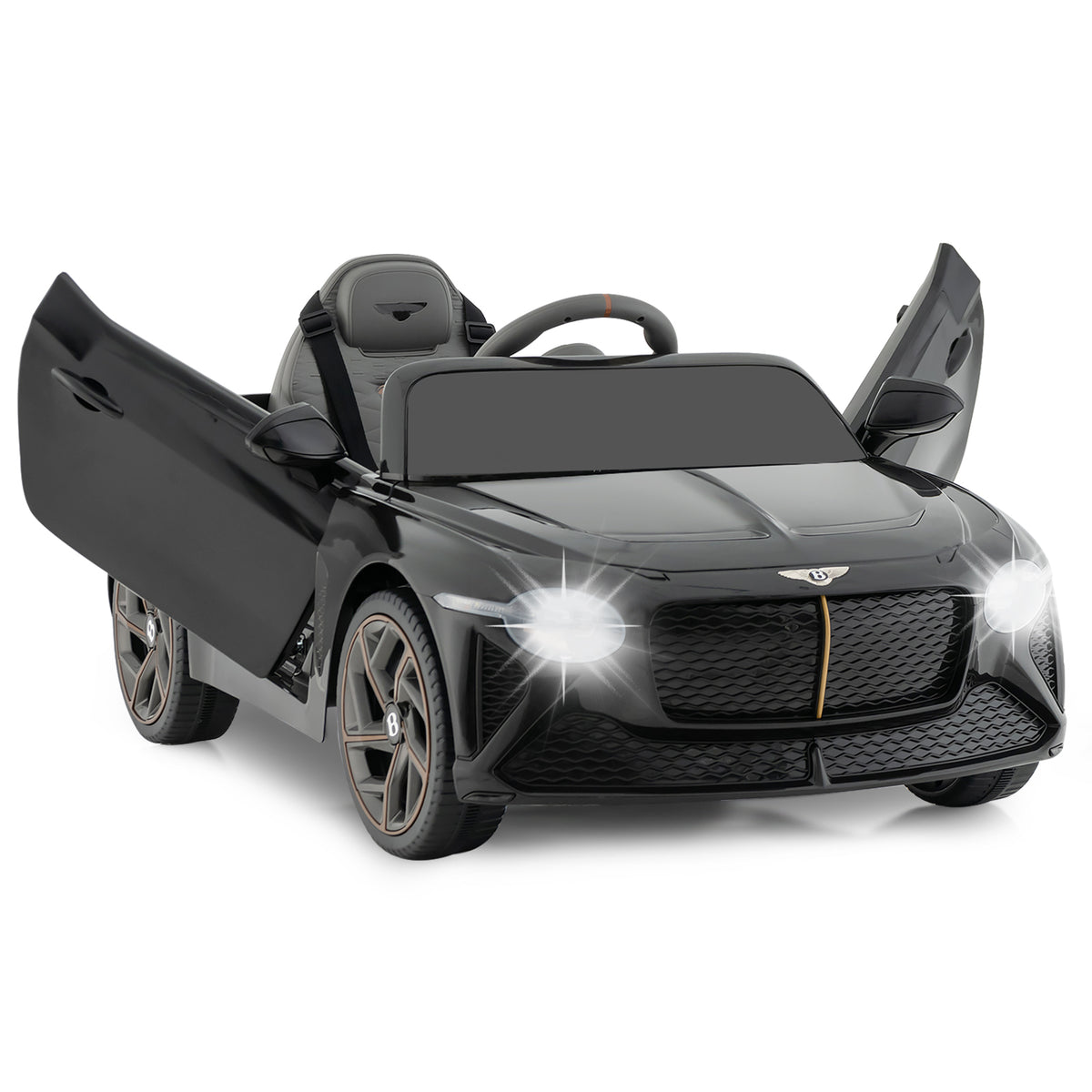 Bentley Bacalar Licensed 12V Kids Ride On Car - Features Scissor Doors and Lights, Black - Ideal Play Vehicle for Adventure-Seeking Children