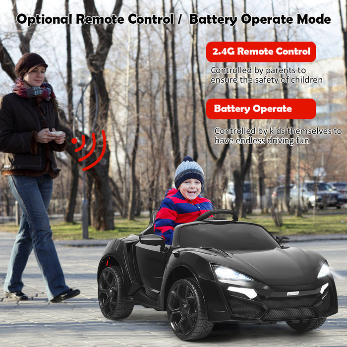 12V Electric Kids Car - 2.4G Remote Control, Spring Suspension, Black - Ideal for Children's Outdoor Play Fun