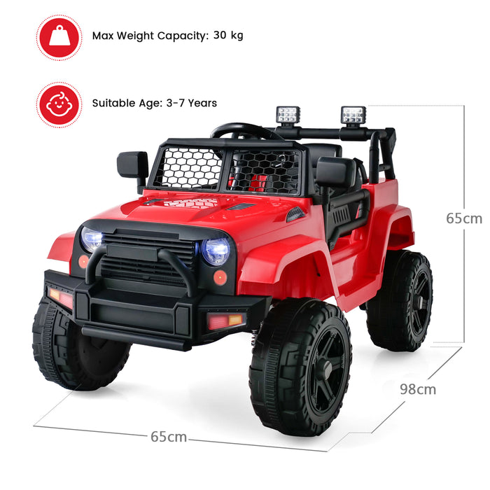 Kids Enjoyment Brand - 12V Ride-On Car with Remote Control and Music Function in Red - Perfect for Children's Outdoor Play and Entertainment