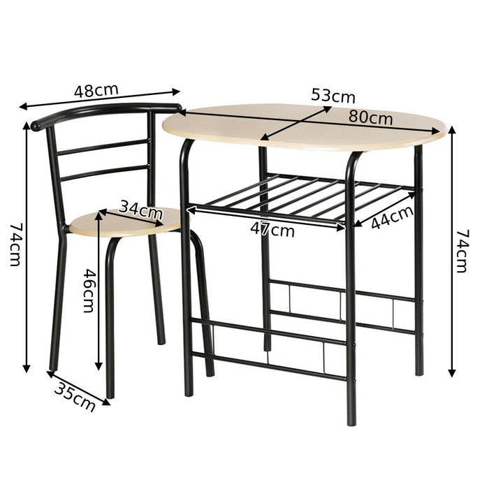 Compact Dining Set - 3 Piece Storage Shelf Kitchen Bar Set in Black - Ideal Solution for Small Space Dining Areas