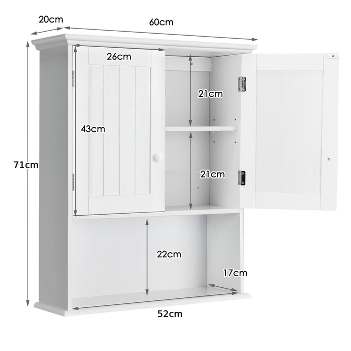 Grey Wall Mounted Cabinet - Bathroom Storage with Adjustable Shelf - Ideal for Maximizing Space and Organizing Supplies