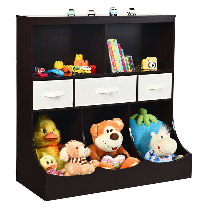 Wooden Storage Cabinet - Children's Brown Cabinet for Toy Organisation - Perfect for Kids Room Storage Solutions