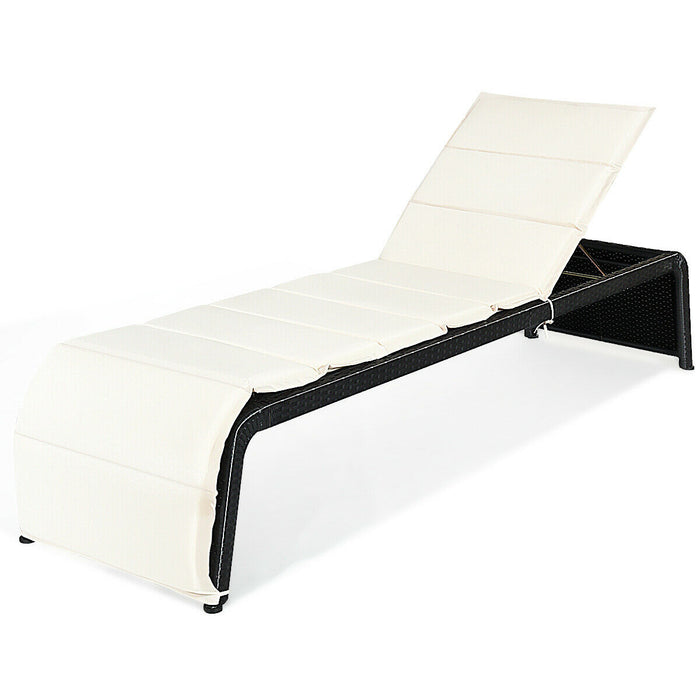 Rattan Brand - Adjustable Sun Lounger with Cushion Feature - Perfect for Outdoor Relaxation and Comfort