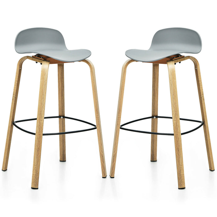 Bar Chairs Set of 2 - High Counter Stools with Footrest in Sleek Black - Ideal for Kitchen Island or Home Bar Setting