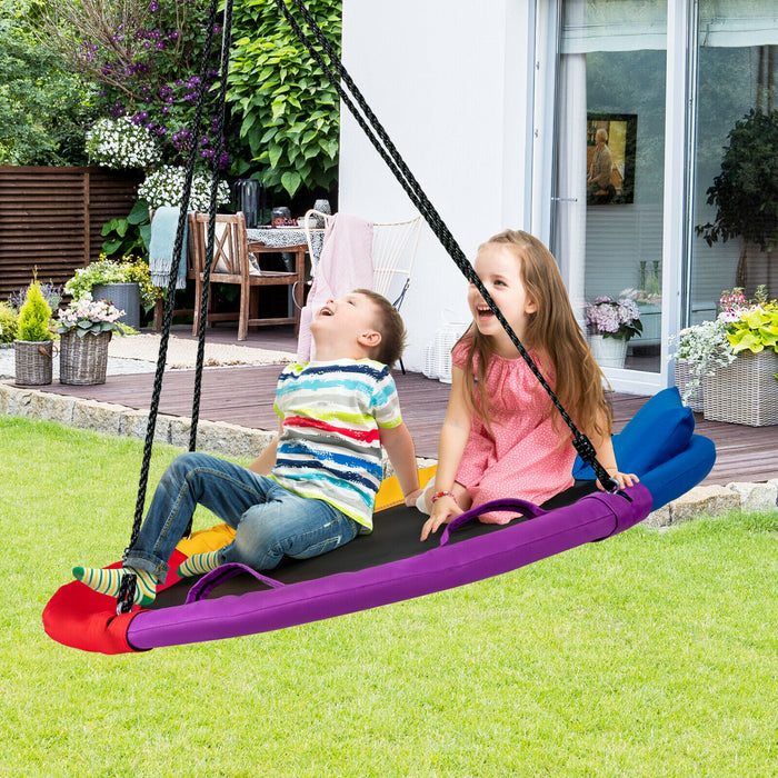 Round Saucer Swing, 100cm Diameter - Comfortable Tree Swing with Pillow and Handle - Perfect Outdoor Play Equipment for Kids