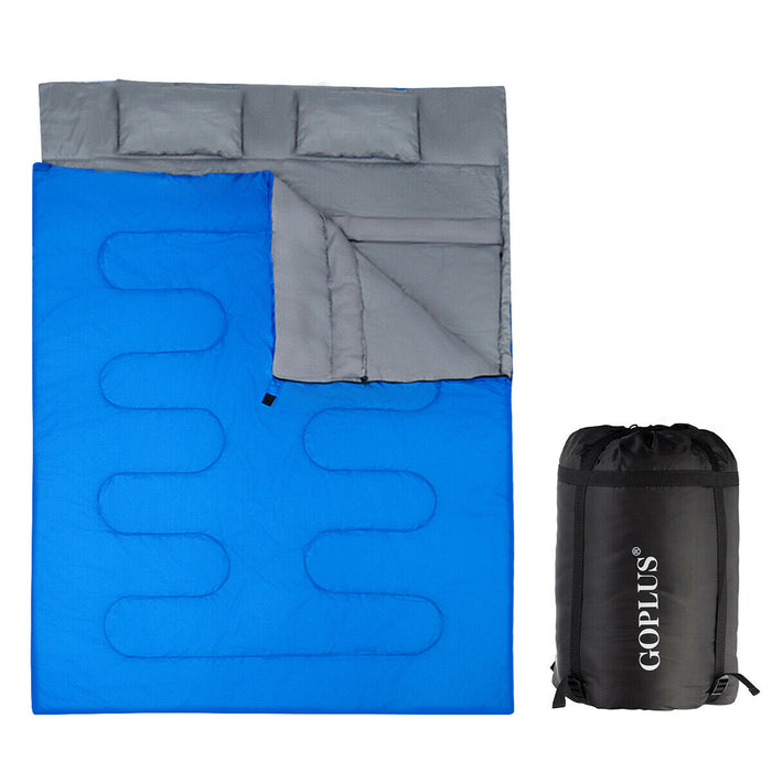 Double Sleeping Bag - Extra Large, Waterproof, Includes Carrying Bag in Blue - Ideal for Camping and Outdoor Enthusiasts