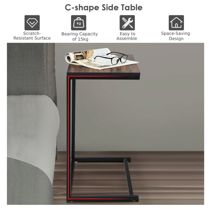 Industrial Style Brand - C Shaped Side and End Table - Perfect for Urban Living Spaces and Modern Layouts